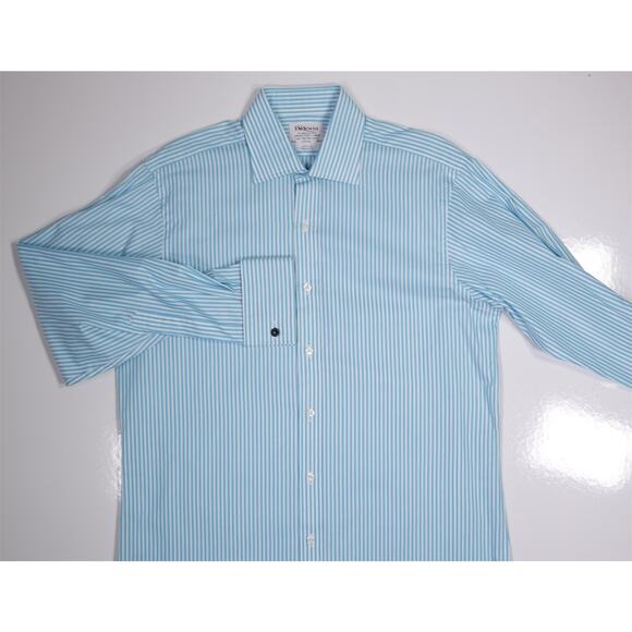 TM Lewin Aqua White Striped Regular Fit Dress Shirt (39) 15.5-34/35 - Picture 3 of 6